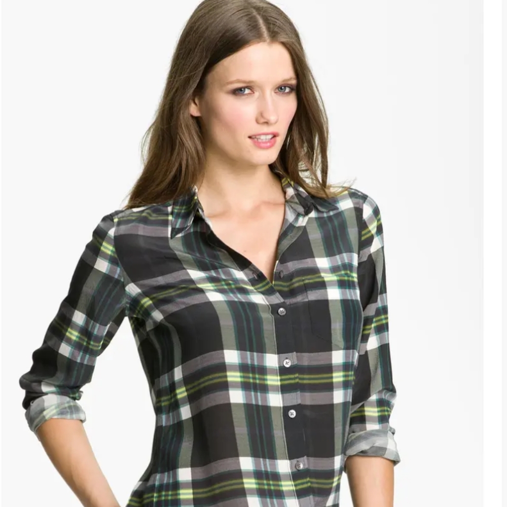 Equipment "Brett" plaid silk blouse size small